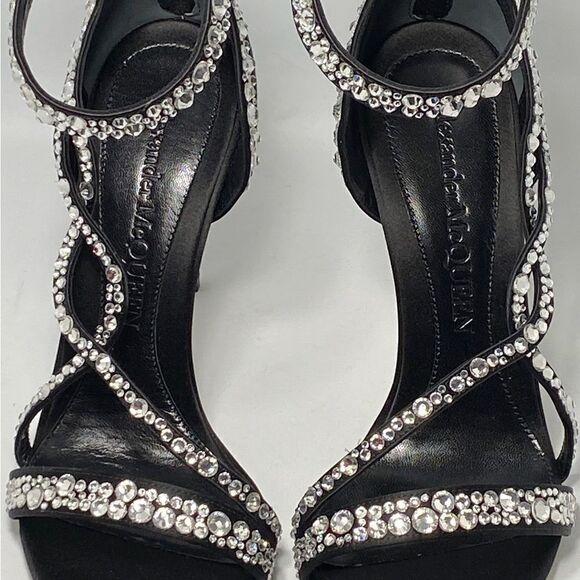 Alexander McQueen Crystal-Embellished Satin High-Heel Sandals size 38.5 - Picture 3 of 12